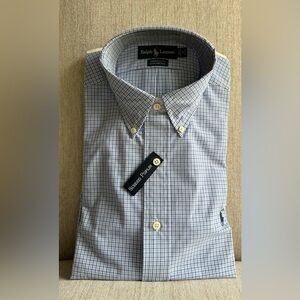Ralph Lauren Men's Shirt in Blue and White Plaid